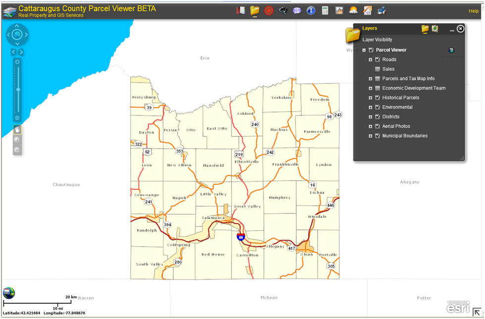 Screen shot of new parcel viewer